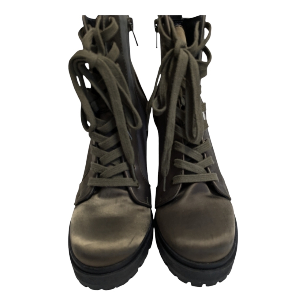 Steve Madden Laurie bootie olive satin Size 7.5 Military combat boot - Picture 2 of 9